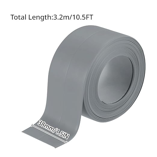 3 Rolls Caulk Tape Self Adhesive Caulk Strip Waterproof,Gray Caulking Sealant Trim for Bathroom, Caulk Sealing Strip for Toilet Sink Edge Protector with Sealing Tool (10.5Ft x 1.5In)
