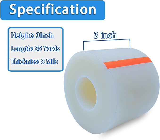 Transparent Window Weather Sealing Tape,Winter Window Seal Kit for Doors, Shower Glass Gaps,No Residue,3 Inch x 55 Yards