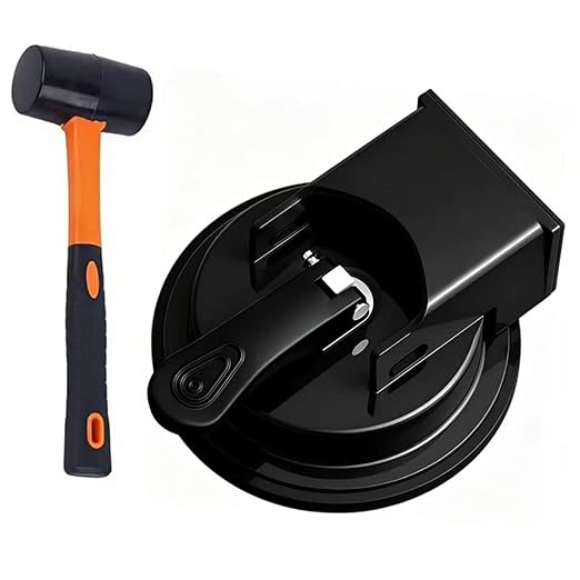 Floor Gap Fixer Tool - Heavy Duty Suction Cup Repair Tool for Laminate, Wood, Tile & Vinyl Flooring - Durable, Compact & Efficient Laminate Floor Gap Repair Tool (Black+Rubber Mallet)