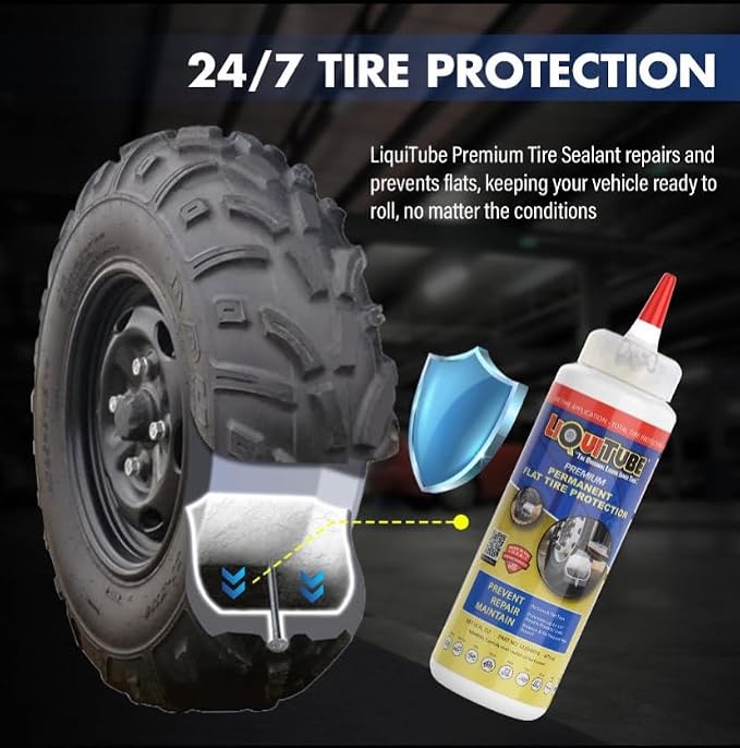 Premium Heavy Duty Tire Sealant - Permanent Flat Tire Protection for Trailer and Off Road Tires - Maintain Air Pressure, Balance - Seal Punctures, Bead, Rim, Tire Weathering Leaks (32 oz)