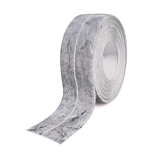 1.5" * 10.5' Kitchen & Bath Tape Caulk Strip, Upgraded Acrylic Glue PVC Self Adhesive Waterproof Caulking Sealing Tape, Decorative Sealant Trim for Kitchen Sink Toilet Bathtub (MarbleGrey)