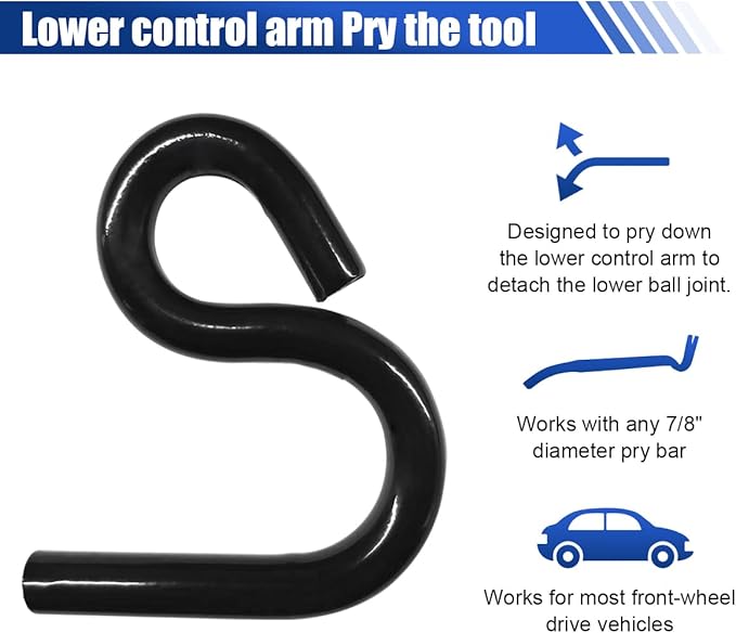 Auto 6007 Lower Control Arm Prying Tool, Universal Ball Joint Press Separator Designed for 7/8" Diameter Pry Bar, Vehicle Control Arm Helper Remover, Specialty Suspension Bushing Tool (Black-2PCS)