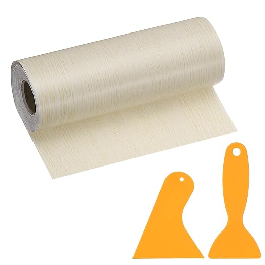 PATIKIL Wood Grain Repair Tape, 6" x 33' Self Adhesive Realistic Wood Tape with Scraper Durable Repair Patch for Furniture Floor Window Door Table DIY Home Decor, White Oak
