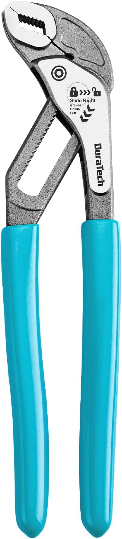 DURATECH 10-Inch Water Pump Pliers, Quick-Adjust Groove Joint Pliers, Tongue and Groove Plier with Slide-to-Unlock Mechanism, V-Jaw Design, CR-V Steel, for Plumbing, Automotive and Household Repairs