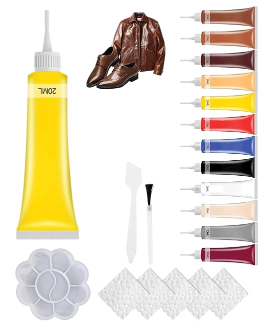 2026 New Advanced Leather Repair Gel, Professional Multi-Color Vinyl Repair Cream Kit, Multipurpose Restoration Set for Car Interior, Couches, Leather Jackets (Yellow)