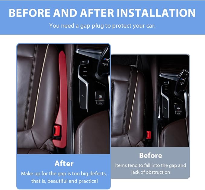 2 PCS Car Seat Gap Filler, PU Leather Car Seat Side Gap Filler to Fill The Gap Between Seat and Console, Universal Car Seat Gap Filler to Prevent Item from Falling for Most Vehicles (Black)