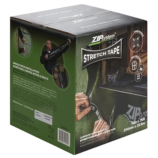 ZIP System Stretch Tape - Flexible Adhesive Flashing - Advanced Acrylic Adhesion - for Sealing Around Curves, Corners, Windows & Doors - Professional-Grade - Weather Protection - 10" x 75' Roll