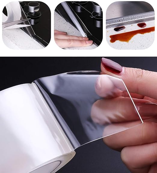 LLPT Caulk Tape Clear 2 Inch x 33 Feet Extra Waterproof Heavy Duty Adhesive Caulking Strips for Sink Shower Bathtub Toilet Lavabo Kitchen (CT233)