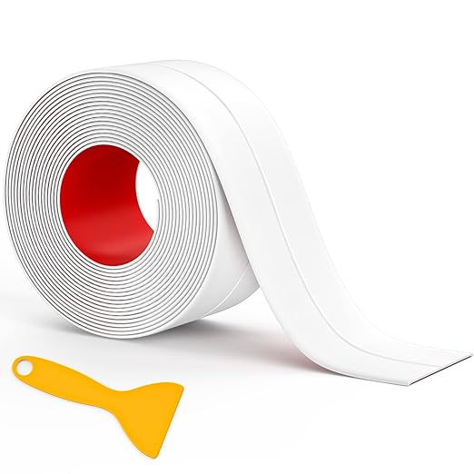 Fixmend Caulk Tape, 1 Roll Self Adhesive Caulk Strip Waterproof, Peel & Stick Caulking Sealant Tape for Shower, Bathtub, Toilet, Tile, Wallpaper, Bathroom Accessories, DIY Project Renter