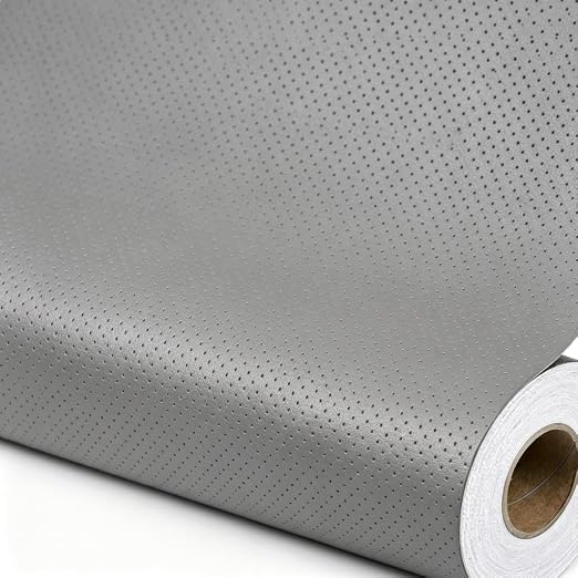 Qextce Perforated Leather Repair Patch Tape, Grey, 17x100 Inch | Breathable, Self-Adhesive, For Furniture, Couches, Car Seats, Office Chairs, Faux Leather & Vinyl Repair Kit