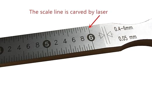 Precision Wedge Gap Feeler Gauge with High-Contrast Markings, Stainless Steel Taper Gauge for Automotive Repair & Metalworking - Easy-Read Scale Design, Clear Numerical Identification(0.4-6mm)