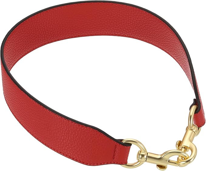 uxcell 22.83 Inch PU Leather Short Bag Strap with Clasp, Purse Handles Handbags Replacement Straps for Clutch Bag Crossbody Underarm Bags, Red, Light Gold Buckle