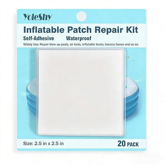 Yoleshy Inflatable Pool Patch Repair Kit, 20 Packs Inflatable Patch Repair Kit 2.5 in, TPU Clear Waterproof Tape for Pools, Bounce House, Air Mattress