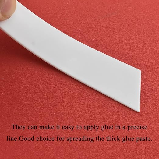 3Pcs White Plastic Glue Spreader Smear Plate Scraper Sticks Brushes Durable Flexible Easy to Clean Glue Applicator Spatula Kit Gap Filling Tool for Woodworking Leather Adhesive Projects,3Size