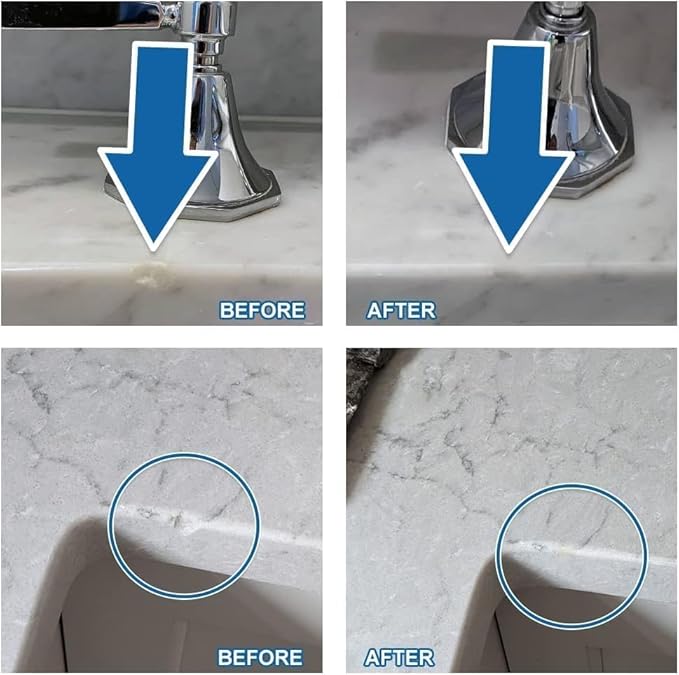 White Quartz Countertop Repair Kit – Quartz, Marble, Acrylic, Porcelain Countertop Chip Repair – Quick Drying – Fix Chips, Cracks, Scratches, Nicks