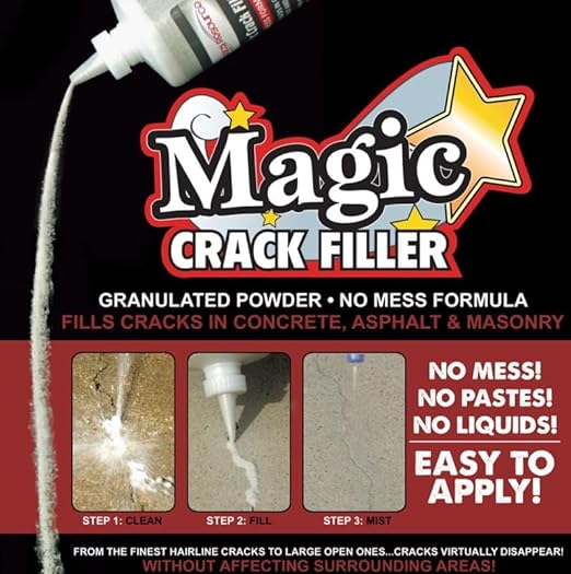 Magic Crack Filler 2.5LB Concrete Slab Gray, for Filling in Concrete Cracks on Driveways, Walkways and Patios. Installs Easily Dry Granular No Mess and DIY (Gray, 3)