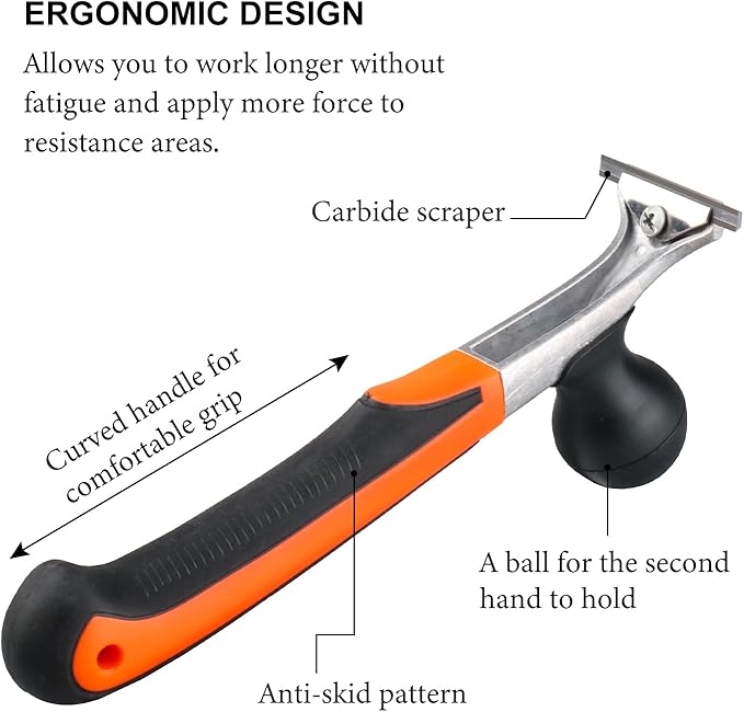 Premium Ergonomic Carbide Scraper,2-1/2",Scraper Tool for Removing Varnish, Paint, Glue, Resin, Dry Glaze, Stains, Putty, Scratch