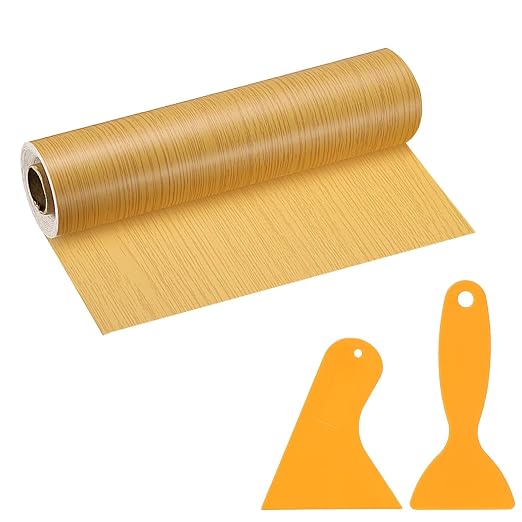 PATIKIL Wood Grain Repair Tape, 8" x 33' Self Adhesive Realistic Wood Tape with Scraper Durable Repair Patch for Furniture Floor Window Door Table DIY Home Decor, Beautiful Oak