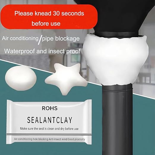 8-Pack White Seal Putty Waterproof Duct Seal Repair Sealing Clay, Quick Mending Mud for Drain Connection,Air Conditioning Hole, Wall Hole