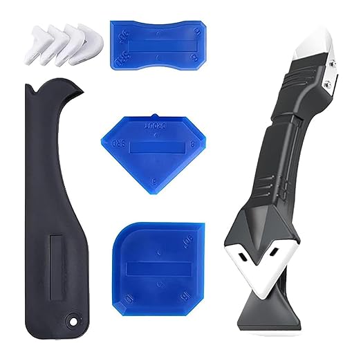 Caulking Tool Grout Removal Tool Grout Tools Caulk Tool with 3 Glass Glue Corner scrapers - Caulk Remover Tool 3 in 1 Caulking Finishing Tools