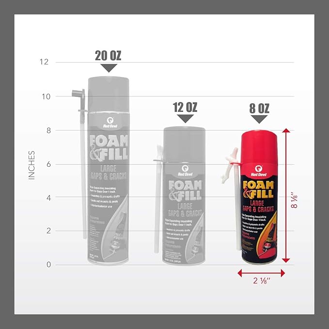 Red Devil 090806 Spray Foam, Fill Large Gaps & Cracks, Expanding Insulation, Polyurethane Foam Sealant, 8 oz, Off White