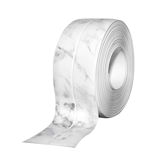 1.5" * 10.5' Kitchen & Bath Tape Caulk Strip Upgraded Acrylic Glue PVC Self Adhesive Waterproof Caulking Tape, Decorative Sealant Trim for Kitchen Sink Toilet Bathtub (Marble)