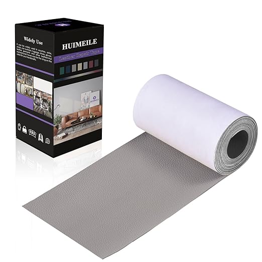 Leather Repair Patch Tape 4×60 inch Furniture Leather Strong Self Adhesive Tape for Sofas Couch Car Seats Cabinets Bags Anti Scratch Patches First Aid Patch Fixing Leather vory Grey1.0
