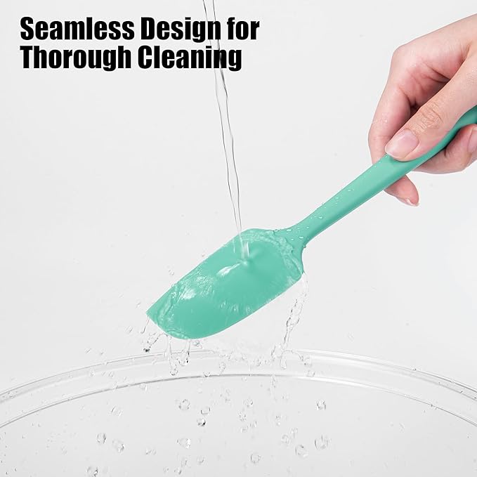 600°F Heat Resistant Small Spatula, Doosu Mini Food-Grade Silicone Bowl Scraper Compact Flexible Kitchen Cooking Baking Tool for Scraping Jar Jams Nut Butters & Mixing Stirring Sauce (Aqua Sky)