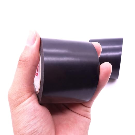Maveek 2 Rolls Electrical Tape 2 Inch PVC Waterproof Repair Insulation Tape Roll Black Colored, for Outdoor Pipes or Windows in Winter Cold Weather, Self Adhesive Garage Door Workshop Tool Bag