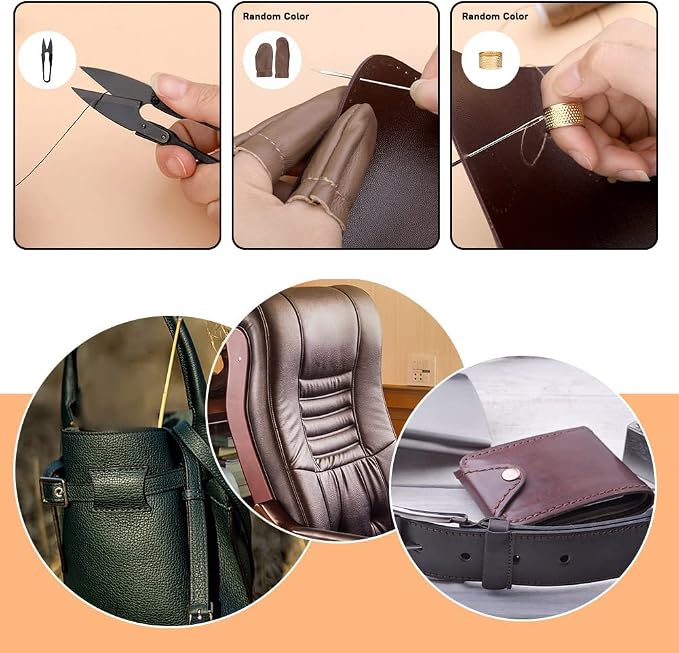 40 Pcs Upholstery Repair Sewing Kit, Leather Heavy Duty Sewing Kit, Leather Working Kit with 8 Upholstery Thread, Sewing Upholstery Needles, Needle and Thread Kit for Carseat, Backpack, Shoes