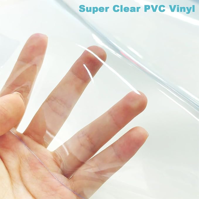 Clear Vinyl for Sewing, Transparent PVC Fabric Roll 15.7" x 48", 0.3mm Waterproof Clear Vinyl Fabric for Bags, Hair Bows, Cosmetic Bags, DIY Crafts and Sewing Projects