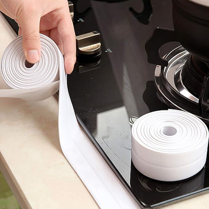 Caulk Strip Tape, Waterproof Dustproof PVC Self Adhesive Caulking Sealing Tape for Kitchen Sink Toilet Bathroom Shower Bathtub Wall(0.86" x11',White)