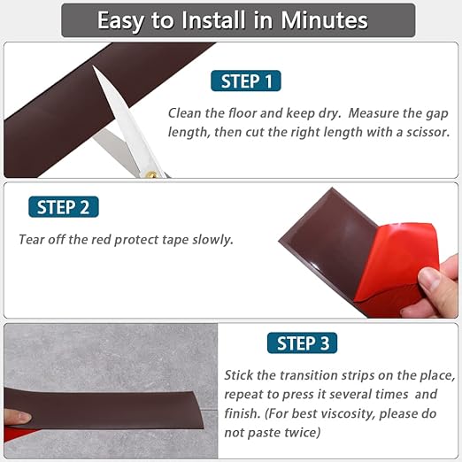 Floor Transition Strip 2" Self Adhesive Flat Vinyl Flooring Transitions Strip with Strong Backing (5cm, 20FT, Coffee)