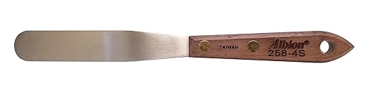 Albion Engineering Company 258-4S Classic Spatula, Stainless Steel, Hardwood Handle, 3/4" Wide Tip x 4" Long Blade
