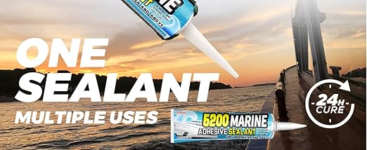 5200 Marine Sealant Adhesive Fast Cure - Permanent, Watertight Bonding and Sealing - UV Resistant, Above & Below Waterline- for Boats, Hulls, Decks & RVs,Pond Sealant 3oz (2Pack White)