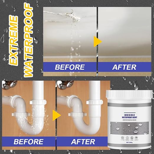 Waterproof Anti-Leakage Agent, Invisible Waterproof Agent Insulation Sealant, Transparent Repairing Leak Adhesive (300g*1Pcs)