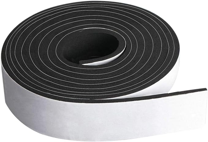 Neoprene Foam Strip Roll By Dualplex, 2" Wide x 10' Long x 1/8" Thick, Weather Seal High Density Stripping with Adhesive Backing – Weather Strip Roll Insulation Foam Strips