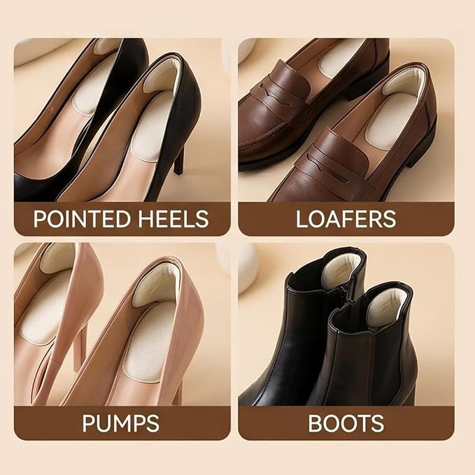 Heel Pads for Shoes Too Big: Self-Adhesive Shoe Filler for Loose Heels - Stop Slipping & Rubbing - Anti-Blister Cushion for Leather Shoes High Heels Women