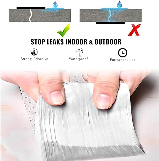 2012 Butyl Tape Waterproof Aluminum Butyl Rubber Tape 2" W X 16.4'L, Outdoor Hatch Cover Flashing Permanent Waterproof Leak Proof Repair Tape for Pipe/Metal/RV Awning/Roof Leak/Window Seal/Boat