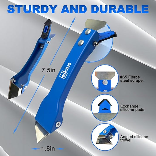 High Quality 3 in 1 Caulking Tools Sets, Steel Sealant Finishing Tool for Bathroom Kitchen Tile Window Sink Joints, Caulk Remover & Grout Scraper,for Smooth Caulking Come with a Knife