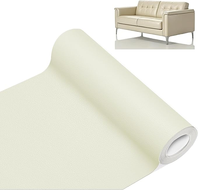 Hohylactic Leather Repair Patch 24x54 Inch, Self Adhesive Leather Repair Tape, Large Vinyl Repair Kit for Sofa Couch Furniture Car Seats, Strong Adhesion Waterproof Scratch Resistant Easy Cut (Beige)