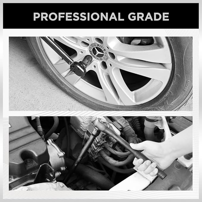 SWANLAKE 19-Piece 1/2" Impact Socket Set, 6 Point Impact Set, SAE (3/8-inch to 1-1/14-inch) Standard Large Socket, CR-V Mechanic Tool Set