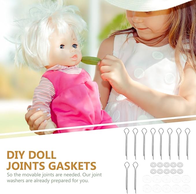 OSALADI DIY Doll Joints Accessories Kit with 10 Pins and 20 Washers for Doll Making Repair Limb Joints Crafting Materials