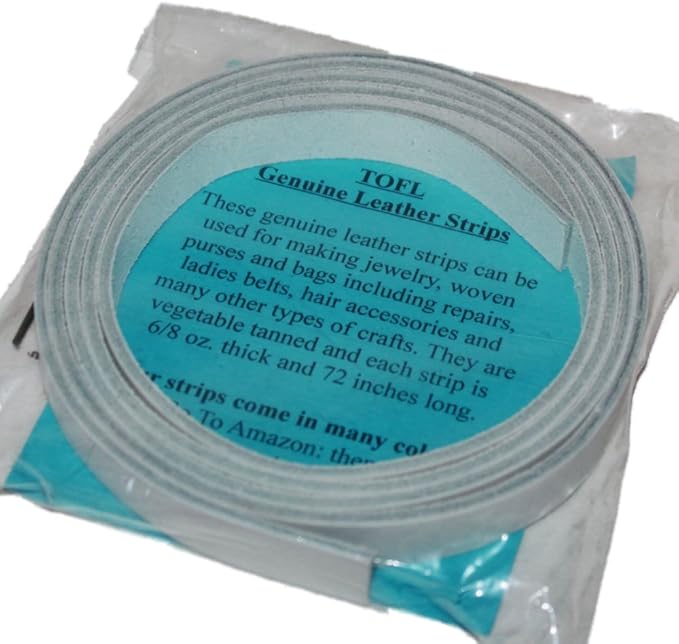 Leather Strap for Crafts & Jewelry | 72 Long × 5/8" Wide × 1/8" Thick (7-8oz) | Genuine Leather Strips for Crafts, Projects or Repairs - White | 3-Pack