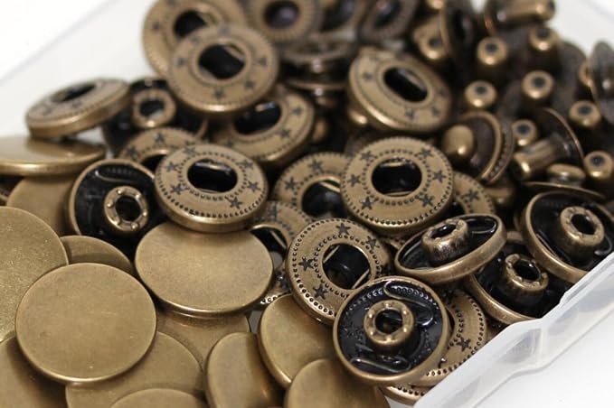 BetterJonny 24 Sets Heavy Duty Leather Snap Fasteners Kit, 10mm Metal Snap Buttons Press Studs Leather Rivets Snaps with 4 Setter Tools for Clothes Bracelet Jackets Jeans, 2 Color