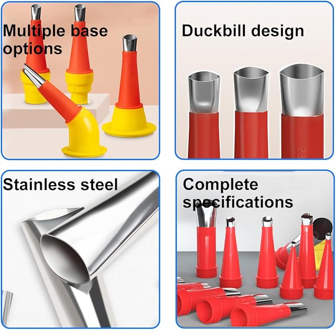 Caulk Finisher Kit Caulking Nozzle Tips Stainless Steel with Connection Bases Replacement 30 Pieces