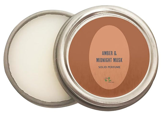 Ladybug Soap Company Luxury All Natural | Handmade Solid Perfume | Phthalate-Free | Handmade in USA | Eco-Friendly | Pocket Size 1/4 OZ (Amber & Midnight Musk)