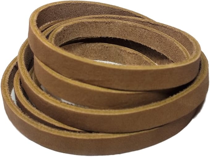 TOFL 3/8" Wide Flat Leather Cord – 72" (6 Feet) Long × 1/8" Thick (7-8oz) | Real Cowhide Leather Strips for Crafts | Medium Brown