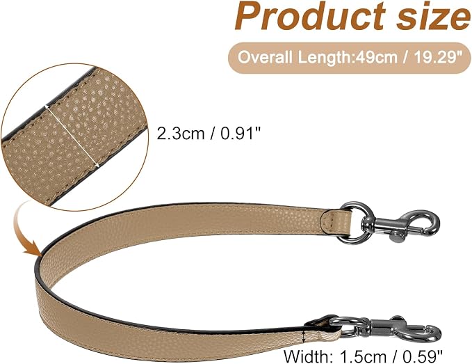 uxcell 19.29 Inch PU Leather Short Bag Strap with Clasp, Purse Handles Handbags Replacement Straps for Clutch Bag Underarm Bags, Tawny, Grey Buckle