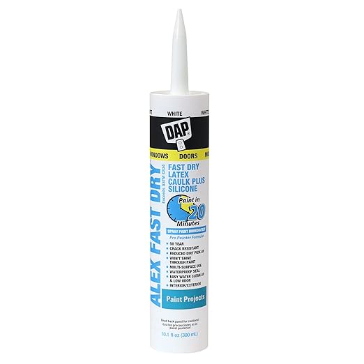 DAP 18425, White Caulk, 10.1 oz, 10.1 Fl Oz, Whites (Pack of 12)